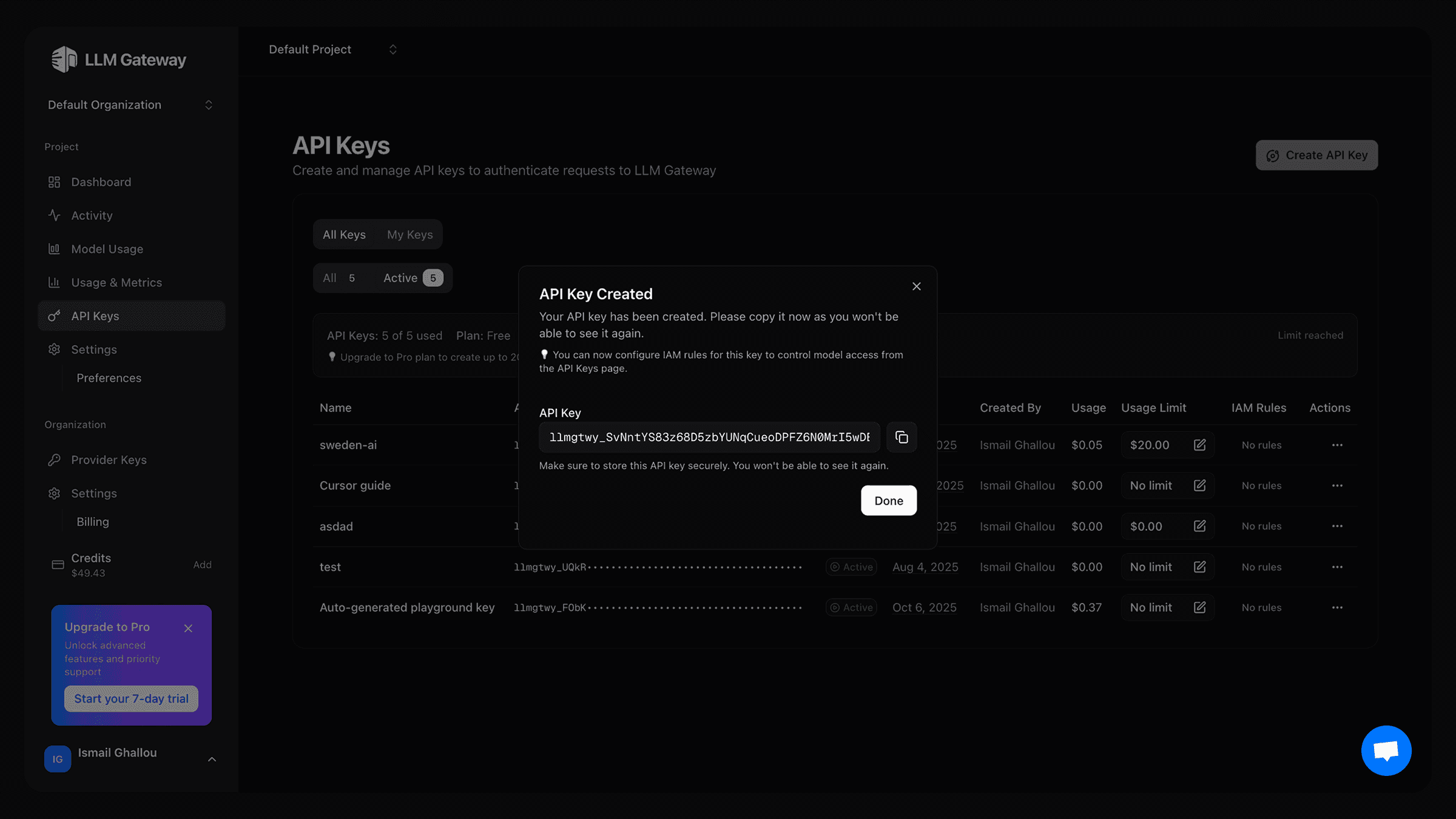 UniterRouter API Keys