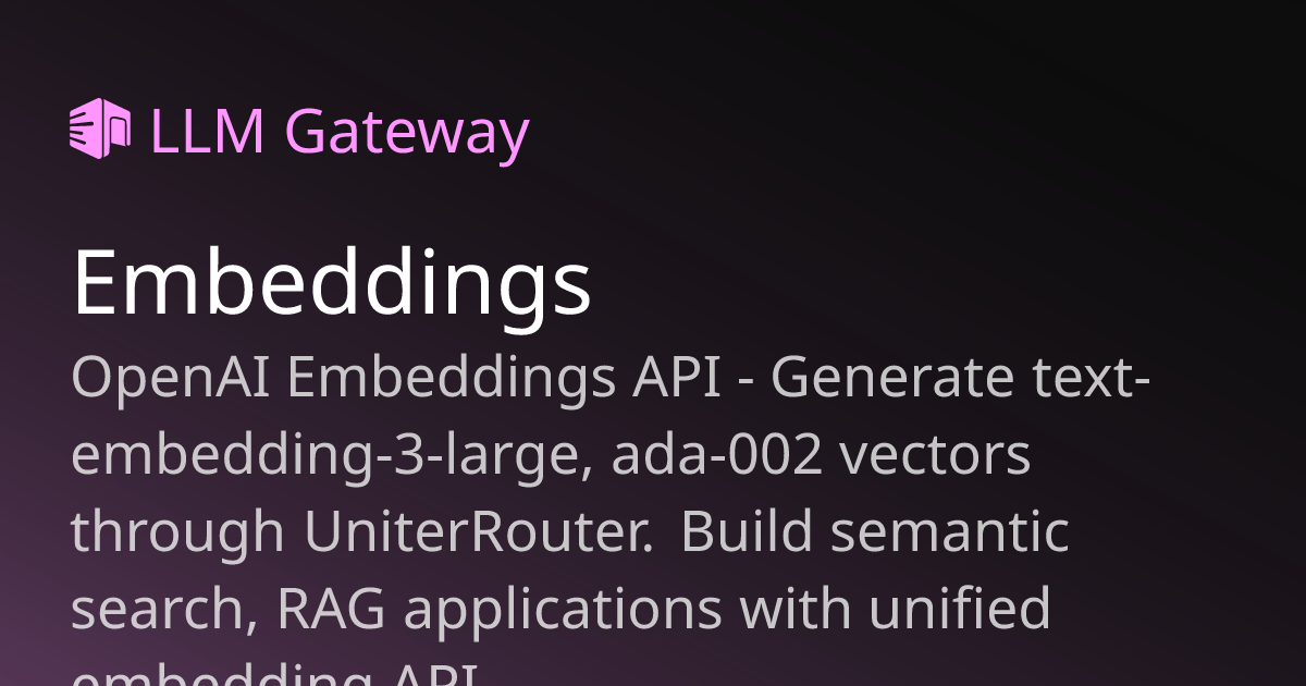 Embeddings | UniterRouter Docs