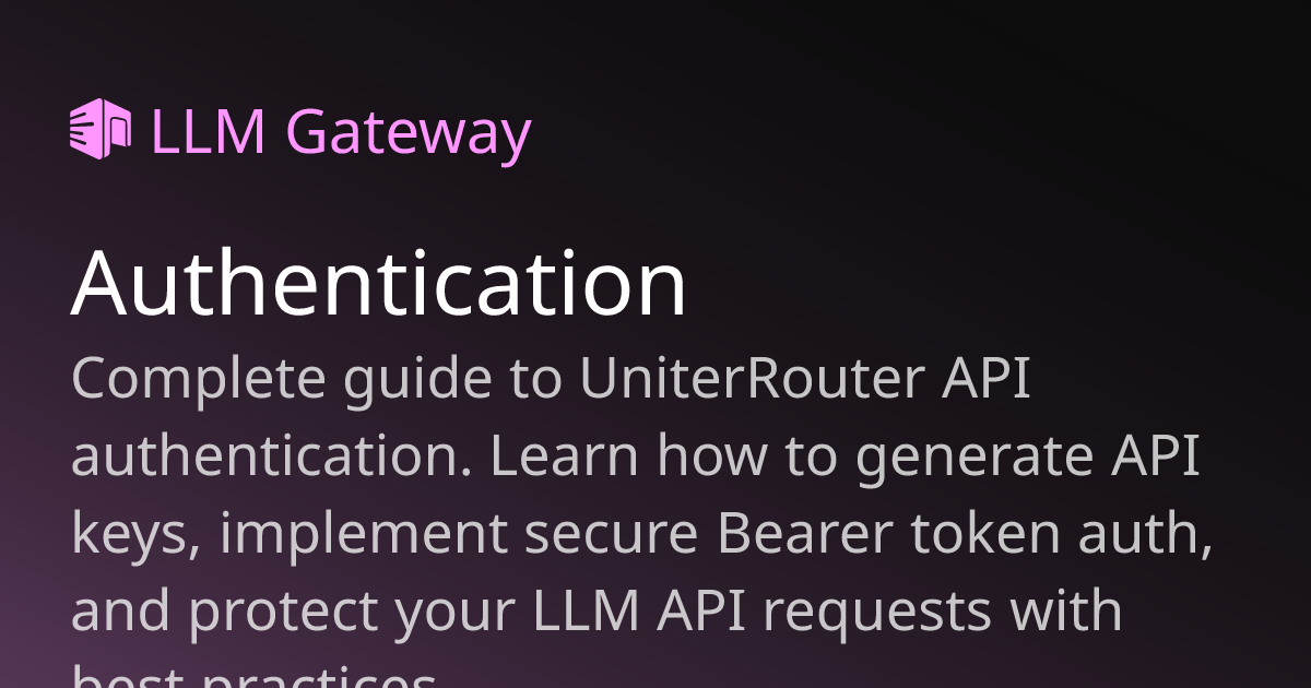 Authentication | UniterRouter Docs